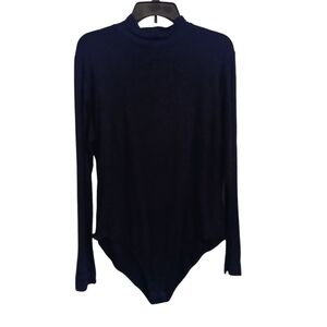 Black Ribbed Long Sleeved Bodysuit Size 2X